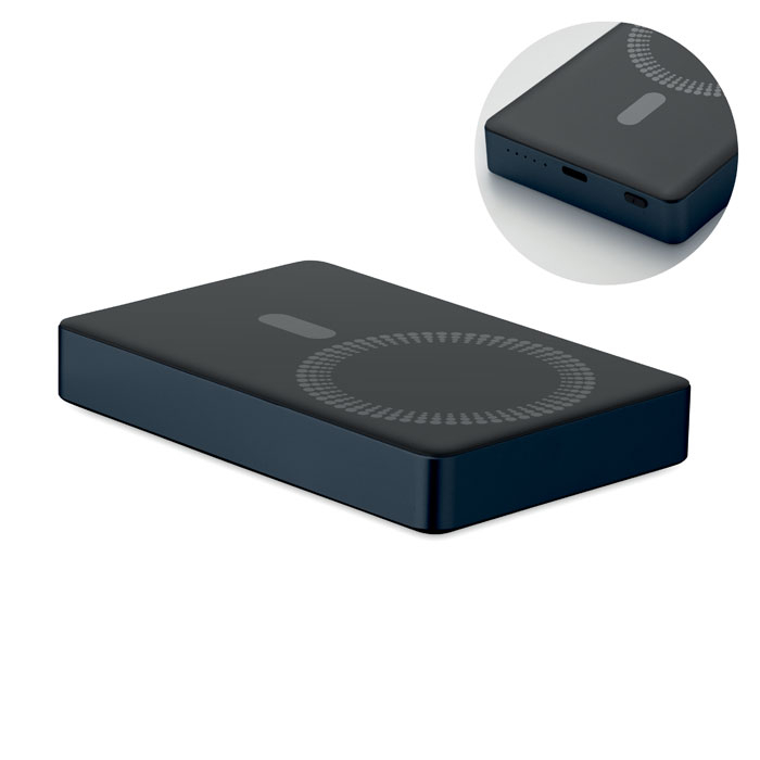 Batterie externe 10000 mAh promotionnelle alu recyclé Powermag Bleu marine